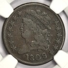 1809 6 Half Cent  9 Over Inverted 9   C-5    Ngc Vf25 Bn