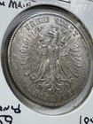 1859 German States Frankfurt Am Main 1 Thaler Silver Coin Low Mintage Cleaned