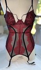 Victorias Secret Corset Garters Black Mesh Red Lace Merrywidow  Xxs 30b 32b 32c