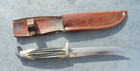 Vintage Queen Steel Outdoors Hunting Fishing Knife In Original Leather Sheath 8 