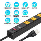 Crst Heavy Duty Power Strip Bar Surge Protector 12-outlet 15ft Long 1800 Joules