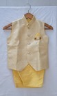 Young Boy Kurta Pajama With Waistcoat   Pocketbook Color Yellow  Gold Size 8