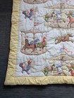 Vintage Crib Blanket Carousel White Yellow Rooster Merry Go Round Quilted