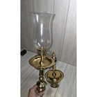 Vtg Solid Brass Wall Sconce Candle Holder Clear Glass Shade Mcm Set Of 2