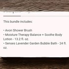 New Avon Senses Lavender Bubble Bath Moisture Therapy Lotion Brush 3 Pc Set