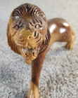 Vintage Hand Carved Wooden Lion Statue Sculpture Mahogany Two Tone Boho 12x10 