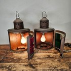 Authentic Vintage Usa Copper Marine Lamps - Set Of 2 Red green Ship Lights