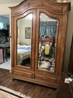Antique French Rococo Armoir Louis Xv Two Door Mirrored