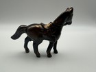 Vintage Cast Metal Saddled Horse Figurine Copper Bronze Wash Western Statue