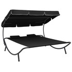 Outdoor Double Chaise Lounge Patio Lounge Bed With Canopy And Pillows Vidaxl 
