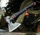 Handmade Rosewood Viking Axe     Carbon Steel Blade   Norse Camping Tool