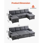 Uimoso U Shaped Storage Sofa Bed Convertible Sleeper Pull Out Couch Loveseat