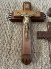 Vintage Hanging Wall Crucifixes Cross Lot Of 3  Wood  Last Rites