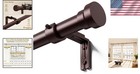 Adjustable Bronze Curtain Rod 32-170 Inch - Heavy-duty Metal Window Treatment