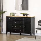 Homcom Sideboard Buffet Cabinet With Storage Drawers Rubber Wood Top Black New