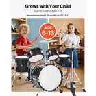 Kids Drum Set 5-piece Junior Musical Drum Kit With 14 In Bass Drum black 