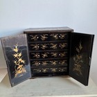 Antique Chinese  17  Black Lacquered Collectors Cabinet Qing Dynasty