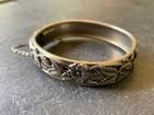 Vintage Victorian Antique Style Floral Bangle Bracelet Costume Jewelry Clasp