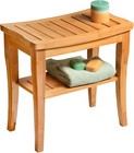 Elegant Bamboo Shower Bench  Compact 17x9x17    Non-slip Shower Stool With Storage