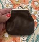 Vintage 1970   s Mid Century Brown Leather Ralfeaux Kiss Patchwork Change Purse
