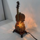 Vintage Violin Cello Desk Lamp Amber Color Glass Night Light 