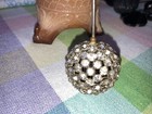 Lot Of 2 Antique Victorian Hat Pins Round Ball Top With Rhinestones