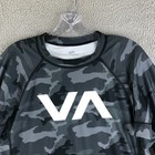 Rvca Va Sport Rash Guard Men Xl Gray Camo Fitted Raglan Stretch Long Sleeve