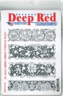 Deep Red Stamps Carved Botanical Borders Rubber Cling Stamps