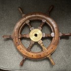Antique Wooden Maritime 16   ship Wheel Brass Hub Center Nautical Decor Brass Wood