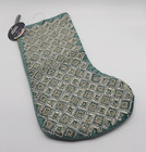 Fully Beaded Green Velvet Christmas Stocking By Admaira Bnwt