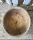 Primitive Antique Wood Bowl With Metal Band Rustic Farmhouse Signed