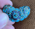 Antique Qing Dynasty Chinese Blue Green Red Kingfisher Feather Brooch Pin Asian