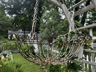 Vtg victorian Large Metal Wire Hanging Basket Garden Flower Planter Patina  nice