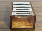 Machinist 1-2-3 Setup Blocks 4 Piece Set Solid   Drilled W  Wood Holder Vintage