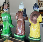 3 Qing Dynasty Chinese Mudmen  sheiwan Mudware  Ceramic Figurines W China Stamp