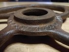 Vintage antique Industrial Cast Iron Farm Pulley hand-crank Water Valve flywheel