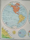 Vintage Map Of  The World Hemispheres Etc - 1930s  Approx A3 Size - Vgc