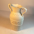 Vintage Porcelain Off White Pink Roses Two Handle Jug Urn Vase 9  Tall