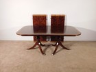 Ethan Allen Inlaid   Figured Mahogany Duncan Phyfe Style Dining Table Two Leaves