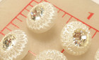 10 Fine Vintage Czech Glass Shank Button Pearl Finish Rhinestone Center1 2   466