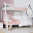  Loft Bunk Bed Twin Over Full Size With Ladder And Guardrail heavy Duty White