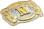 Initial  m  Belt Buckle Letter Cowboy Western Rodeo Texas Star Hebillas Vaqueras