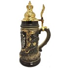 Black Deutschland Eagle With Gold Pewter Crown Lid Le German Beer Stein  5 L