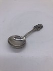 Vintage Scandinavian 830s Silver Sugar Spoon With Viking Rose Pattern 