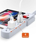 4 Outlet Surge Protector Power Strip Grounded Flat Plug Extension Cord 300j 3ft