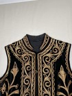 Velvet Embroidered Afghan Waistcoat Gold   Black Button Up 