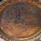 Vintage Egyptian Round Scalloped Edge Brass Tray 8  Decorative  Tray  Art 