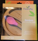 Avanchy Toddler Divided Plate   Spoon   Bamboo   Silicone 12 8oz - Pink