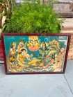 Antique Old Original Rare Hindu God Vishnu Shiva Brahma Rare Print Framed