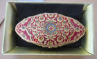 Vtg Stratton Lipstick Holder   Mirror Lipview Case Red Gold Floral England W box